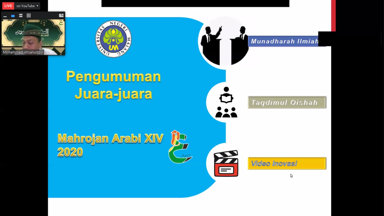 HMJ Sastra Arab Sukses Laksanakan Mahrojan Araby XIV Secara Virtual